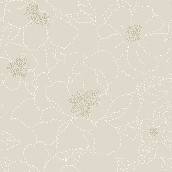 Purchase 4122-27010 A-Street Wallpaper, Gardena Light Grey Embroidered Floral - Terrace