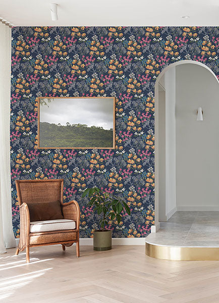 Purchase 4122-27016 A-Street Wallpaper, Cultivate Navy Springtime Blooms - Terrace12