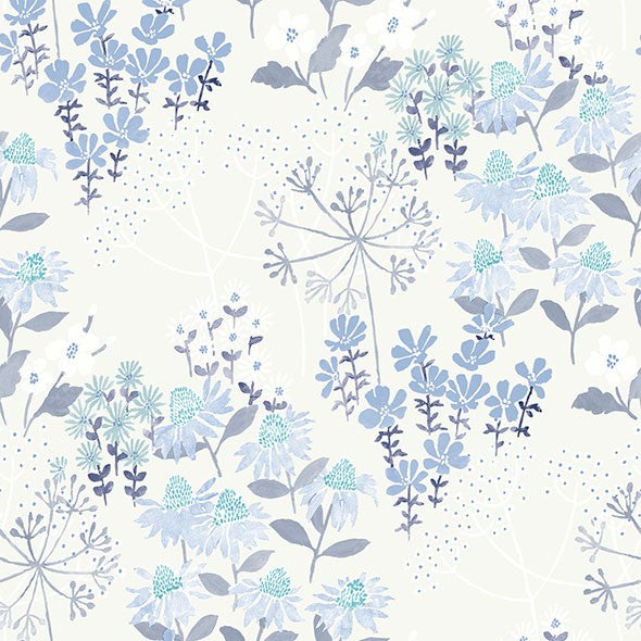 Purchase 4122-27017 A-Street Wallpaper, Cultivate Blue Springtime Blooms - Terrace