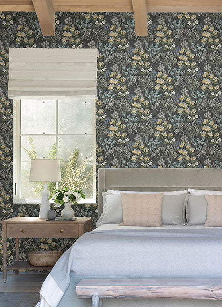 Purchase 4122-27018 A-Street Wallpaper, Cultivate Grey Springtime Blooms - Terrace1