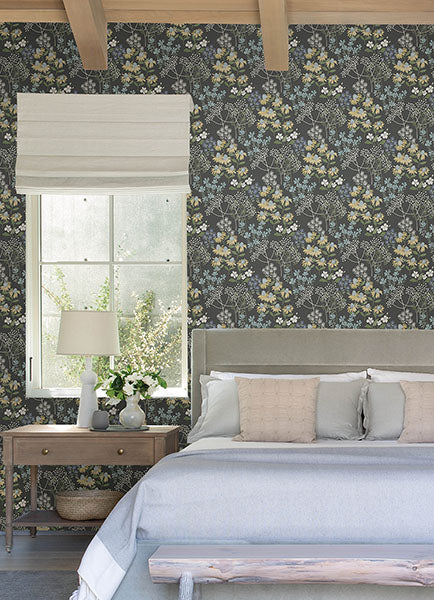 Purchase 4122-27018 A-Street Wallpaper, Cultivate Grey Springtime Blooms - Terrace12