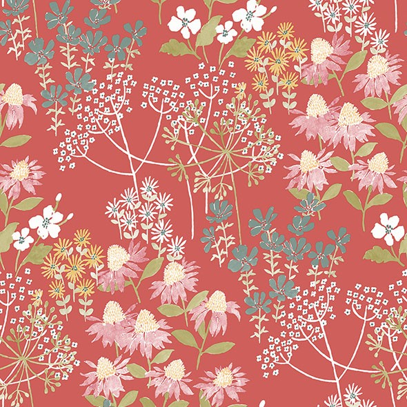 Purchase 4122-27019 A-Street Wallpaper, Cultivate Red Springtime Blooms - Terrace