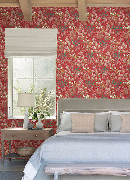 Purchase 4122-27019 A-Street Wallpaper, Cultivate Red Springtime Blooms - Terrace1