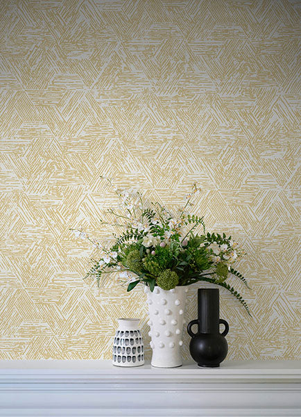 Purchase 4122-27032 A-Street Wallpaper, Retreat Yellow Quilted Geometric - Terrace1