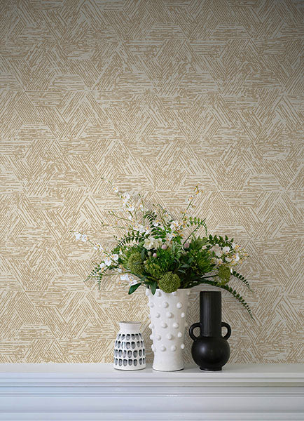Purchase 4122-27033 A-Street Wallpaper, Retreat Light Brown Quilted Geometric - Terrace1
