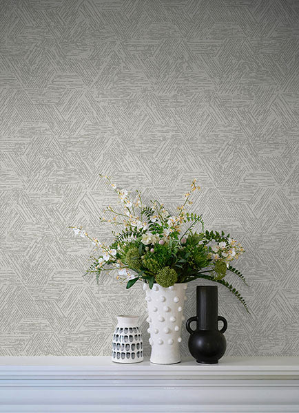 Purchase 4122-27034 A-Street Wallpaper, Retreat Grey Quilted Geometric - Terrace1