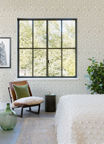 Purchase 4122-27038 A-Street Wallpaper, Divine Grey Abstract Medallion - Terrace12