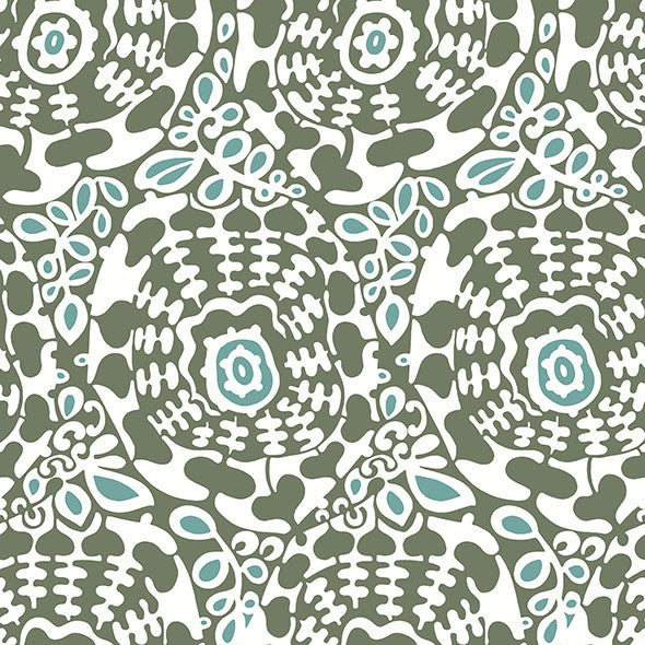 Purchase 4122-27040 A-Street Wallpaper, Divine Green Abstract Medallion - Terrace