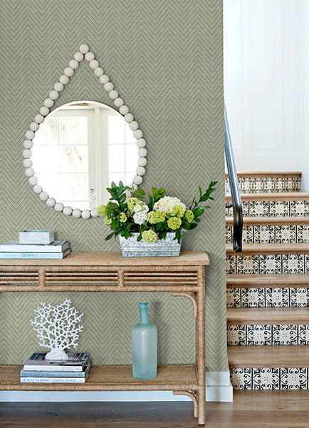 Purchase 4122-27043 A-Street Wallpaper, Glynn Green Chevron - Terrace12
