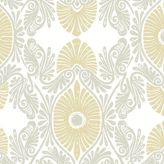 Purchase 4122-72400 A-Street Wallpaper, Villa Light Yellow Embellished Ogee - Terrace