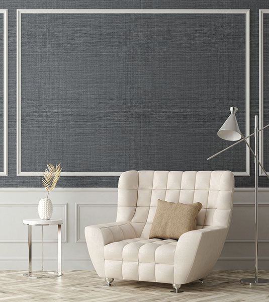 Purchase 4140-3733 Warner Wallpaper, Premiere Charcoal Faux Linen - Dimensional Accents1