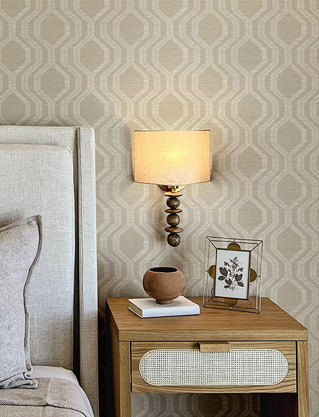 Purchase 4141-27100 A-Street Prints Wallpaper, Burton Neutral Modern Ogee - Solace12