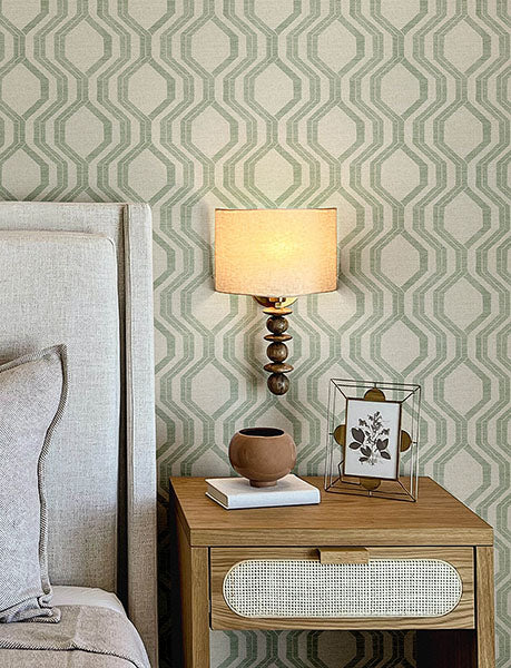 Purchase 4141-27105 A-Street Prints Wallpaper, Burton Green Modern Ogee - Solace12