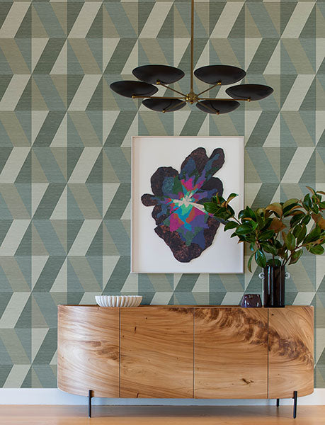 Purchase 4141-27106 A-Street Prints Wallpaper, Winslow Green Geometric Faux Grasscloth - Solace12