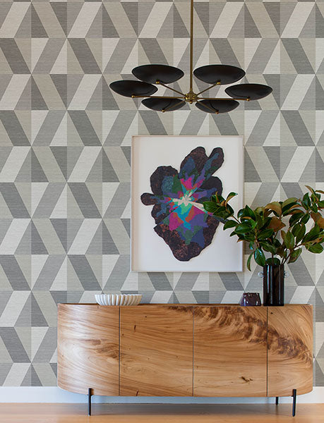 Purchase 4141-27107 A-Street Prints Wallpaper, Winslow Stone Geometric Faux Grasscloth - Solace12