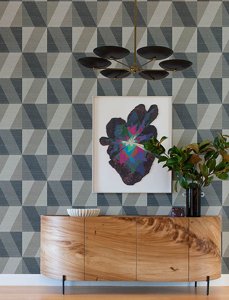 Purchase 4141-27109 A-Street Prints Wallpaper, Winslow Slate Geometric Faux Grasscloth - Solace12