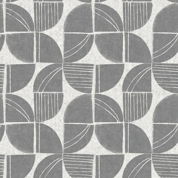Purchase 4141-27110 A-Street Prints Wallpaper, Baxter Charcoal Semicircle Mosaic - Solace