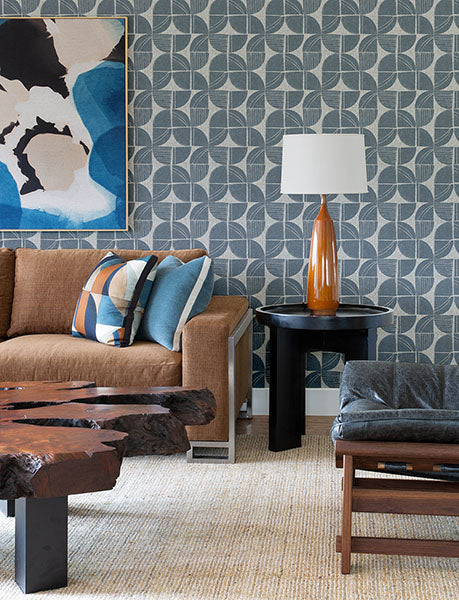 Purchase 4141-27112 A-Street Prints Wallpaper, Baxter Denim Semicircle Mosaic - Solace12