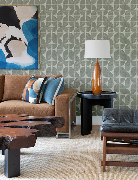 Purchase 4141-27113 A-Street Prints Wallpaper, Baxter Sea Green Semicircle Mosaic - Solace12