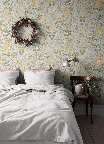 Purchase 4143-22003 A-Street Wallpaper, Groh Apricot Floral - Botanica12
