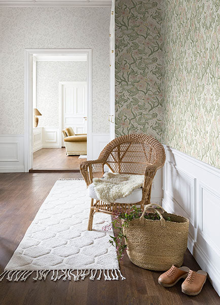 Purchase 4143-22017 A-Street Wallpaper, Lisa Olive Floral Damask - Botanica12