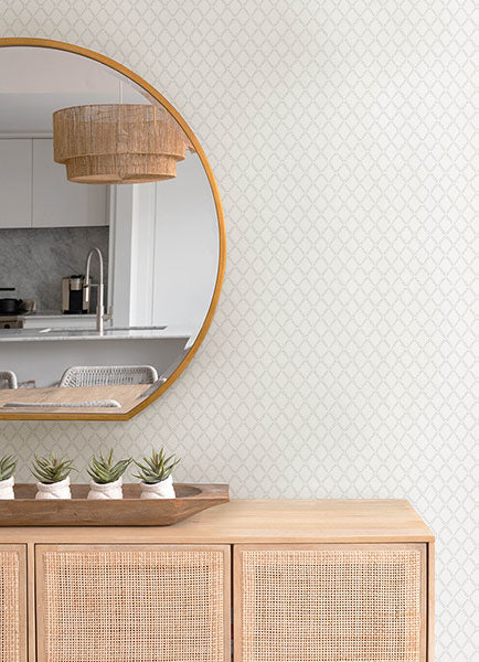 Purchase 4143-34001 A-Street Wallpaper, Trevor White Leaf Trellis - Botanica12