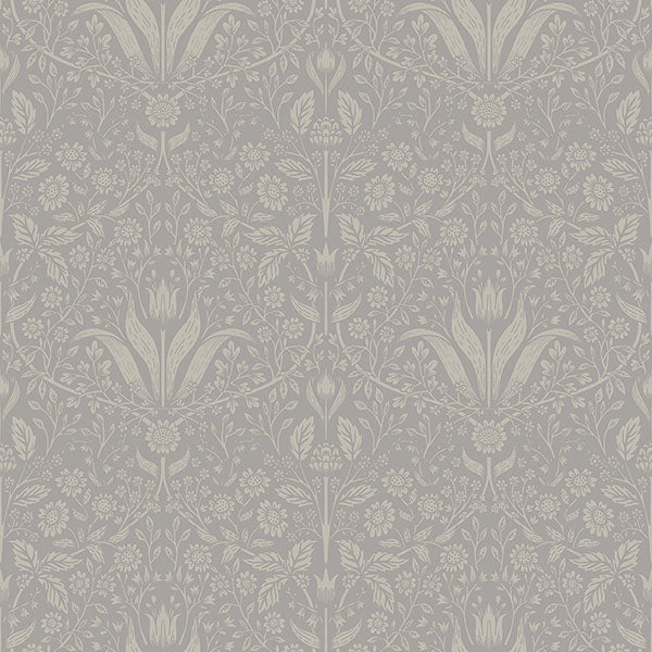 Purchase 4143-34008 A-Street Wallpaper, Mara Grey Tulip Ogee - Botanica