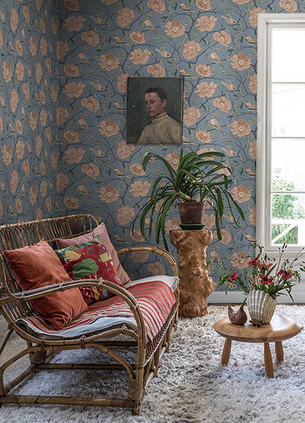 Purchase 4143-34025 A-Street Wallpaper, Bernadina Blue Rosebush - Botanica12