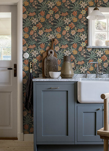 Purchase 4143-34031 A-Street Wallpaper, Cecilia Black Tulip and Daffodil - Botanica12