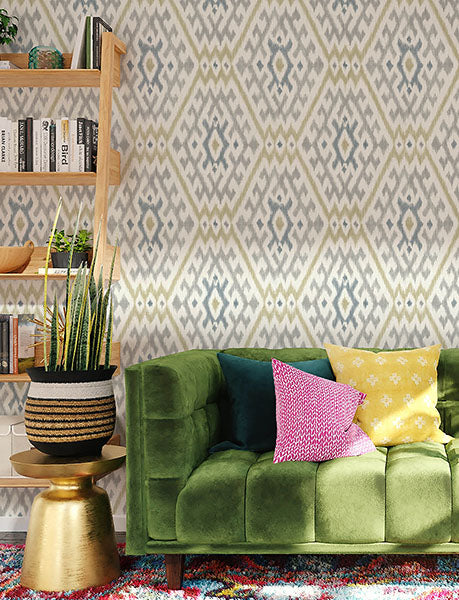 Purchase 4146-27235 A-Street Wallpaper, Solola Chartreuse Ikat Wallpaper - Harmony12