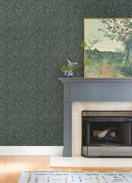 Purchase 4147-27362 A-Street Wallpaper, Marta Green Floral Trail - Haberdashery12