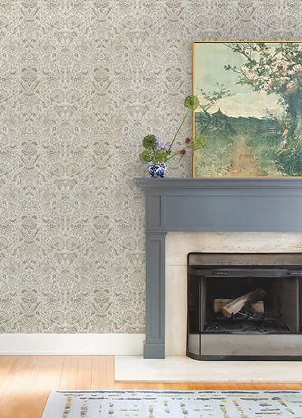 Purchase 4147-27374 A-Street Wallpaper, Blanche Neutral Floral Damask - Haberdashery12