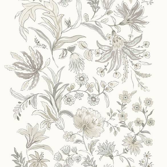 Purchase 4147-27400 A-Street Wallpaper, Teonna Light Grey Floral Stripe - Haberdashery