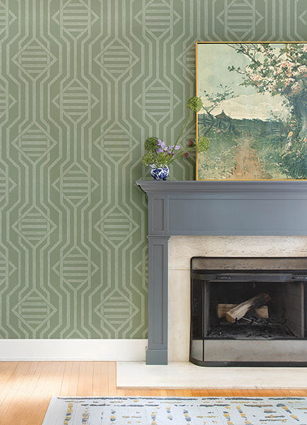 Purchase 4147-27401 A-Street Wallpaper, Essex Green Geometric - Haberdashery12