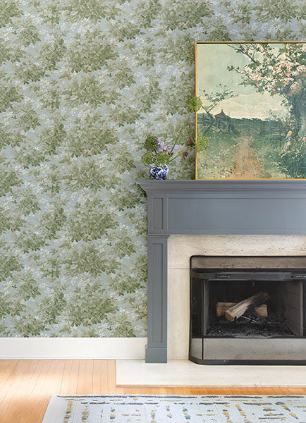 Purchase 4147-80007 A-Street Wallpaper, Greenwood Light Blue Deciduous - Haberdashery12