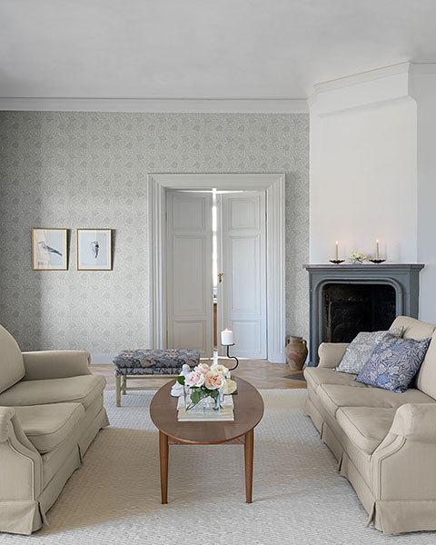 Purchase 4153-82001 A-Street Wallpaper, Anemone Dove Floral Trail - Hidden Treasures1