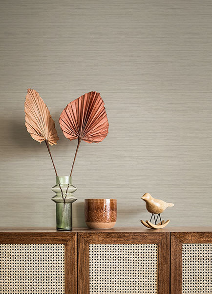 Purchase 4157-25965 Advantage Wallpaper, Barnaby Light Grey Faux Grasscloth - Curio1