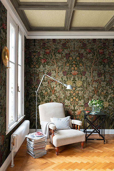 Purchase 4171-HT84003 A-Street Wallpaper, Vine Embroidery Dark Green Wall Mural - Hidden Treasures 21