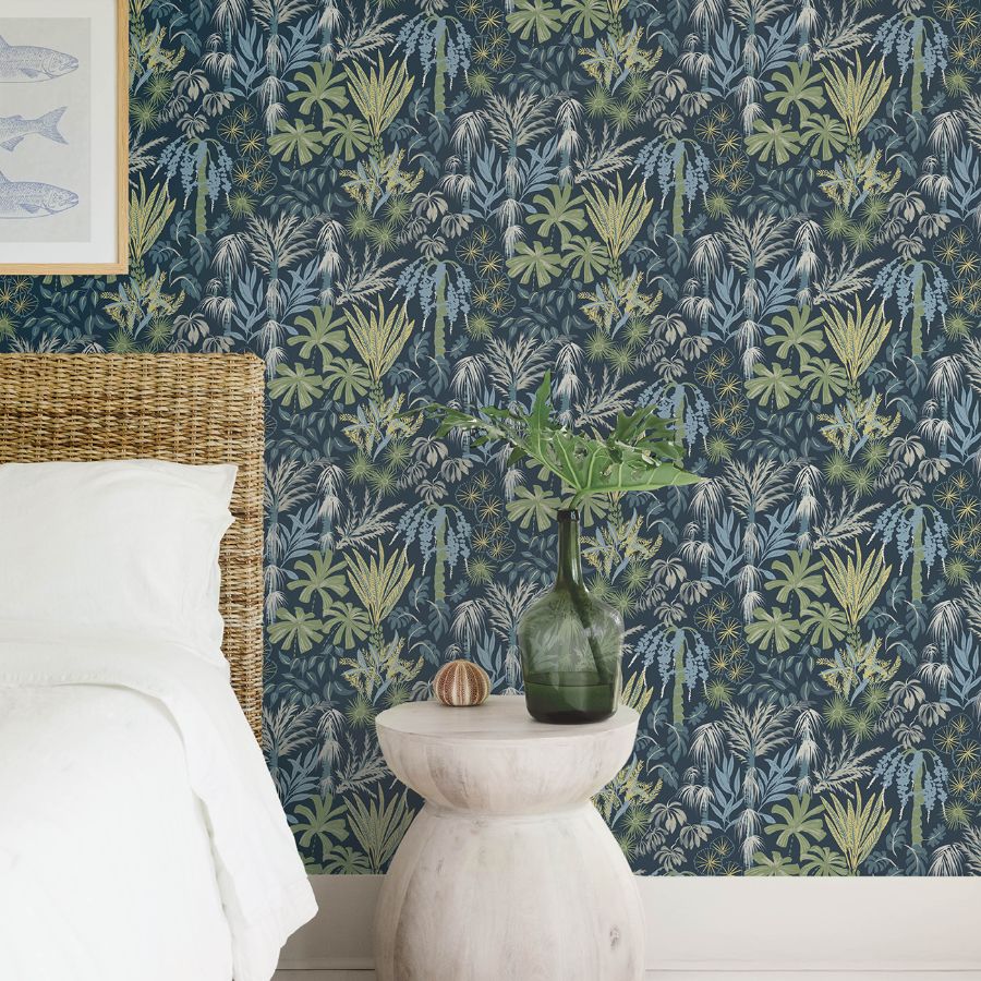 Purchase 4172-27482 A-Street Wallpaper, Everglades Teal Botanical - Sea Salt12