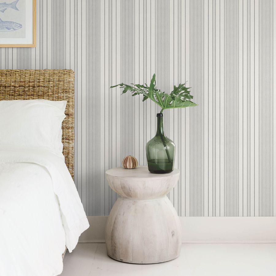 Purchase 4172-27486 A-Street Wallpaper, Navarres Stripe Charcoal Faux Linen - Sea Salt12