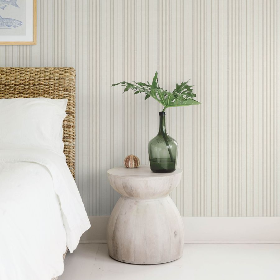 Purchase 4172-27487 A-Street Wallpaper, Navarres Stripe Neutral Faux Linen - Sea Salt12