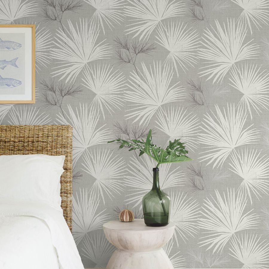 Purchase 4172-27488 A-Street Wallpaper, Hatteras Grey Palms - Sea Salt12