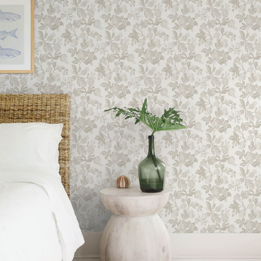 Purchase 4172-27493 A-Street Wallpaper, Beach Rose Neutral Floral Fruits - Sea Salt12