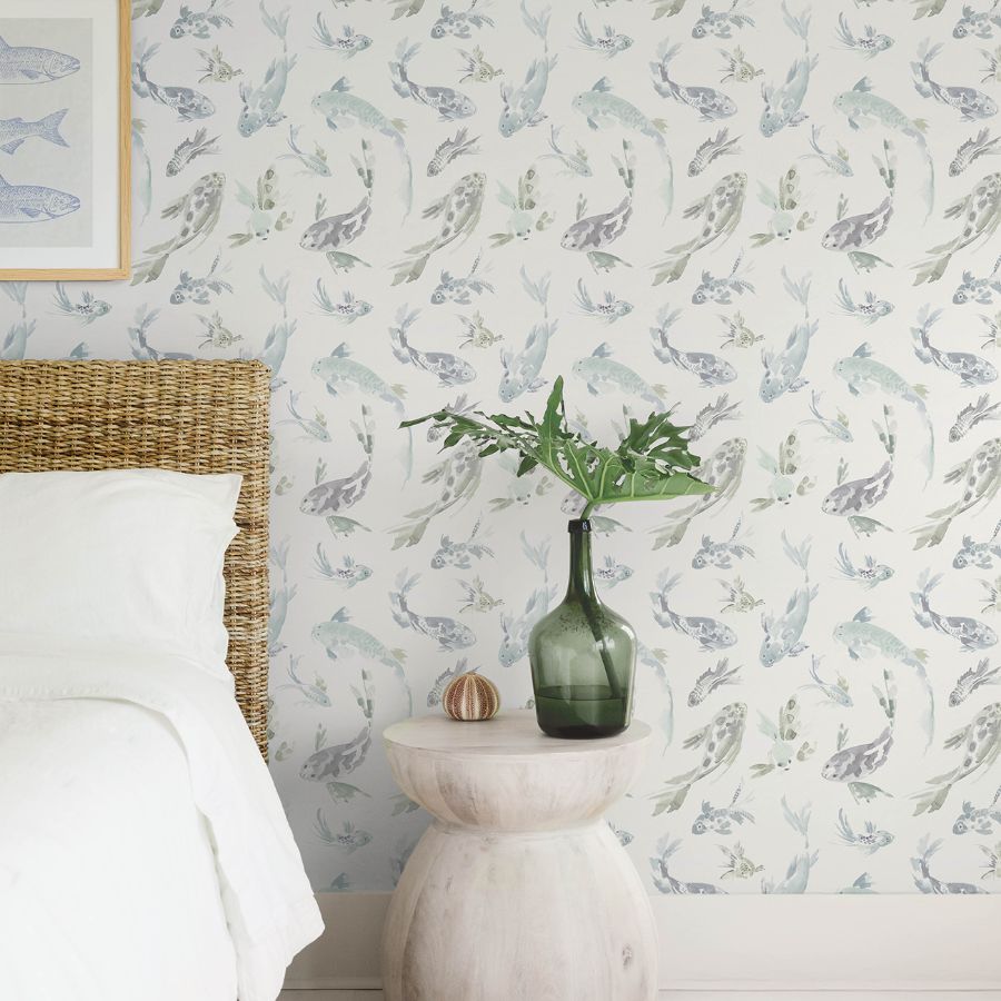 Purchase 4172-27502 A-Street Wallpaper, Koi Seafoam Fish - Sea Salt12