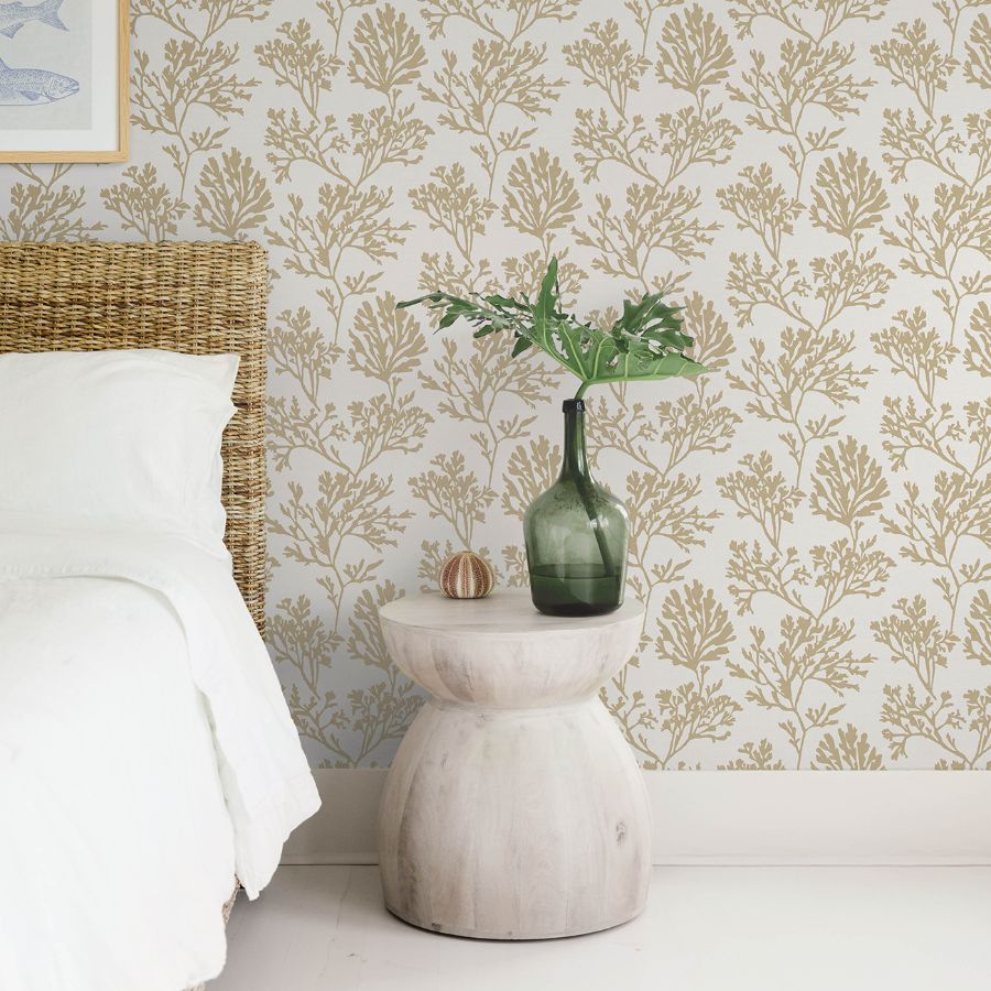 Purchase 4172-82002 A-Street Wallpaper, Tortuga Gold Coral Weave - Sea Salt12