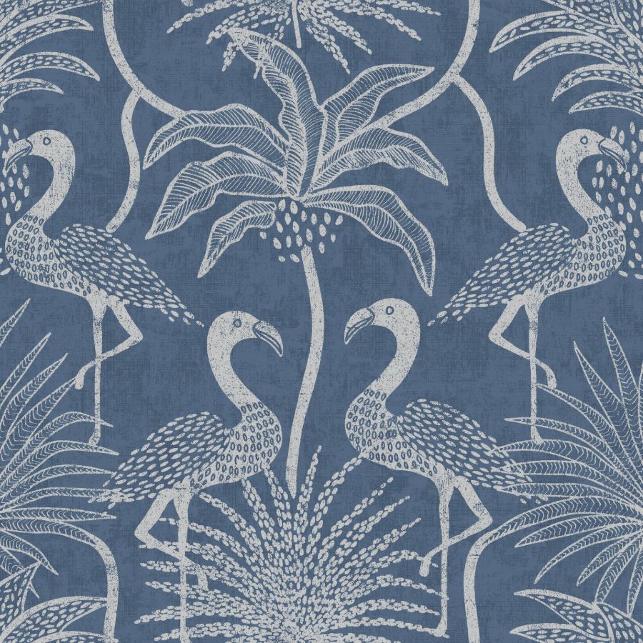 Purchase 4172-82006 A-Street Wallpaper, Biscayne Navy Flamingo Beach - Sea Salt
