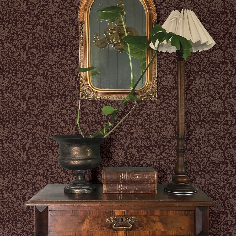 Purchase 4173-27627 A-Street Wallpaper, Hague Burgundy Floral Trail - Chris Loves Julia12