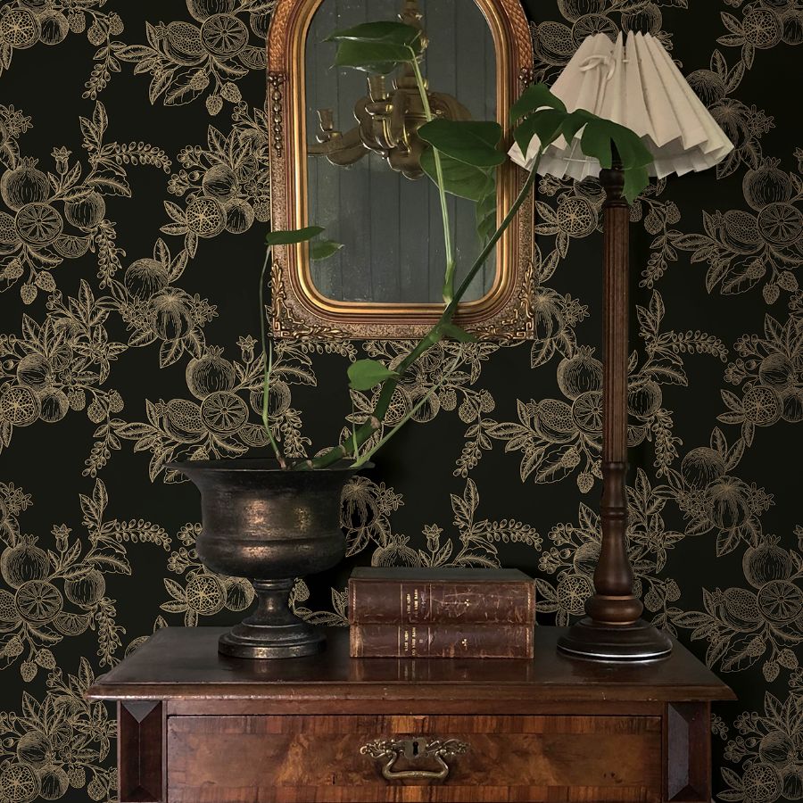 Purchase 4173-27635 A-Street Wallpaper, Gerty Gold Fruit Toile - Chris Loves Julia12