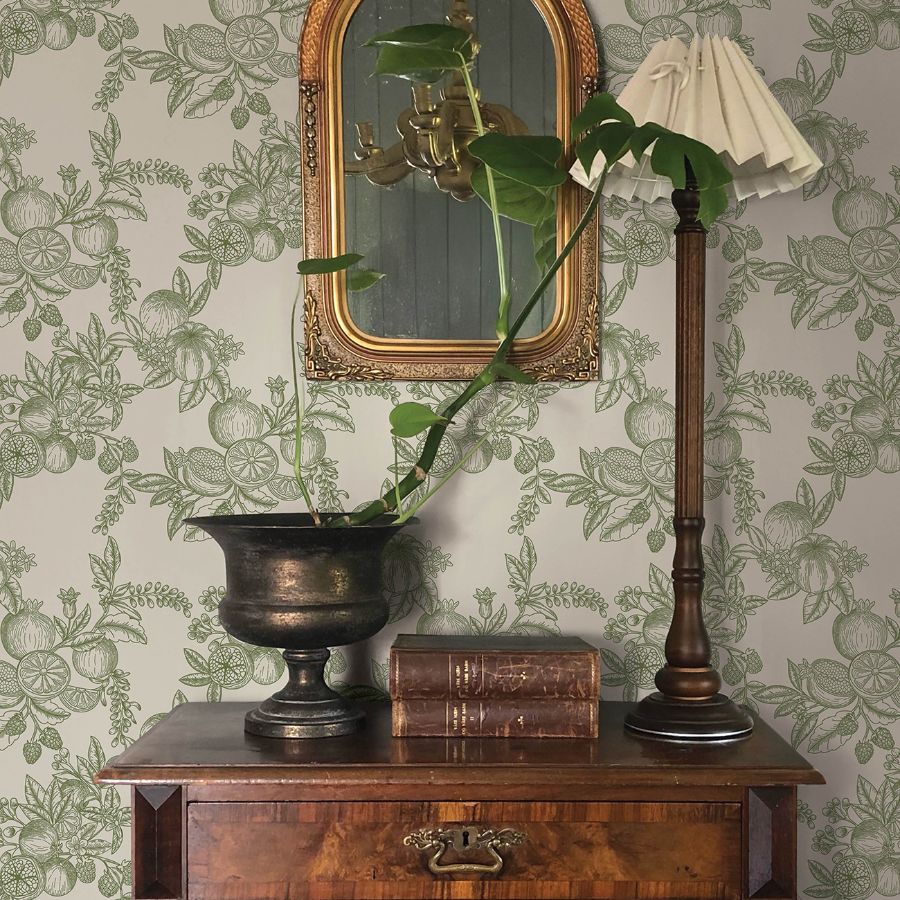 Purchase 4173-27636 A-Street Wallpaper, Gerty Green Fruit Toile - Chris Loves Julia12