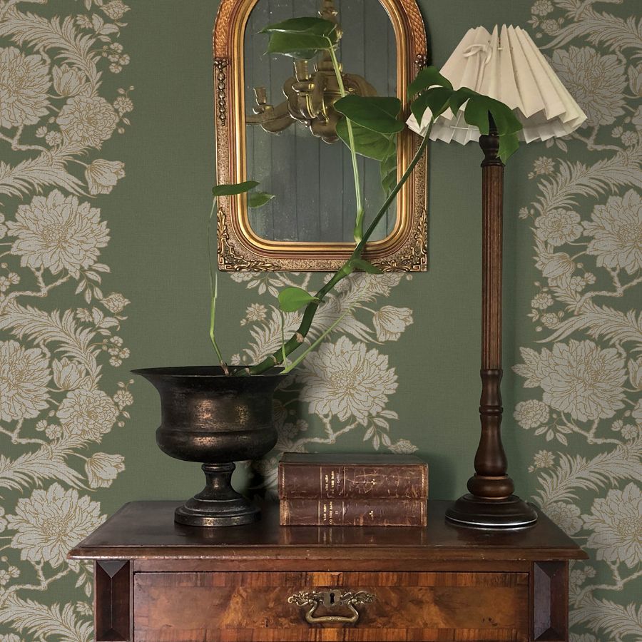 Purchase 4173-27639 A-Street Wallpaper, Gisela Green Floral Columns - Chris Loves Julia12